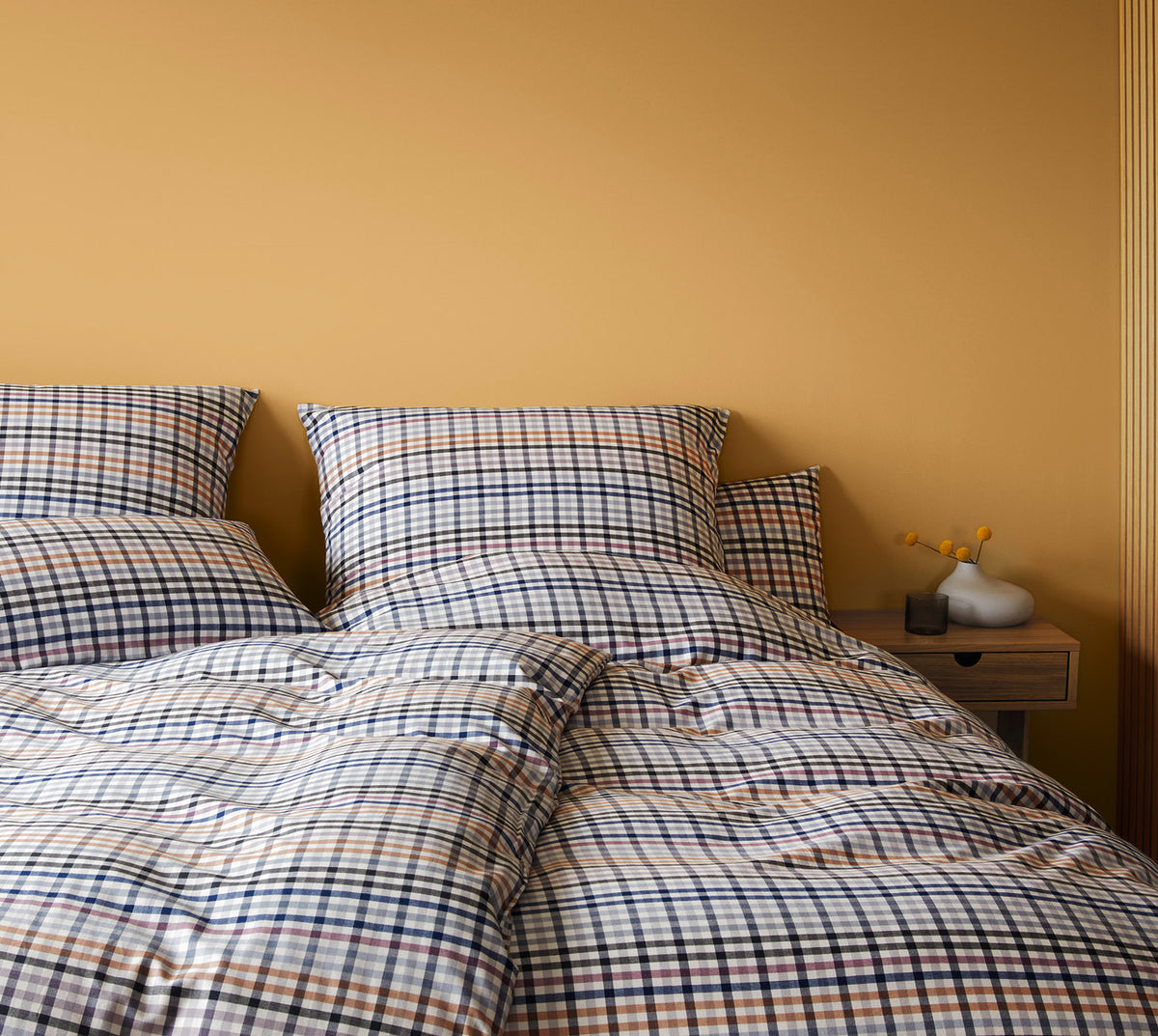 Softflanell Bettwäsche Aberdeen in Anthra-Mauve Karo Schlafzimmer #farbe_Aberdeen Anthra-Mauve