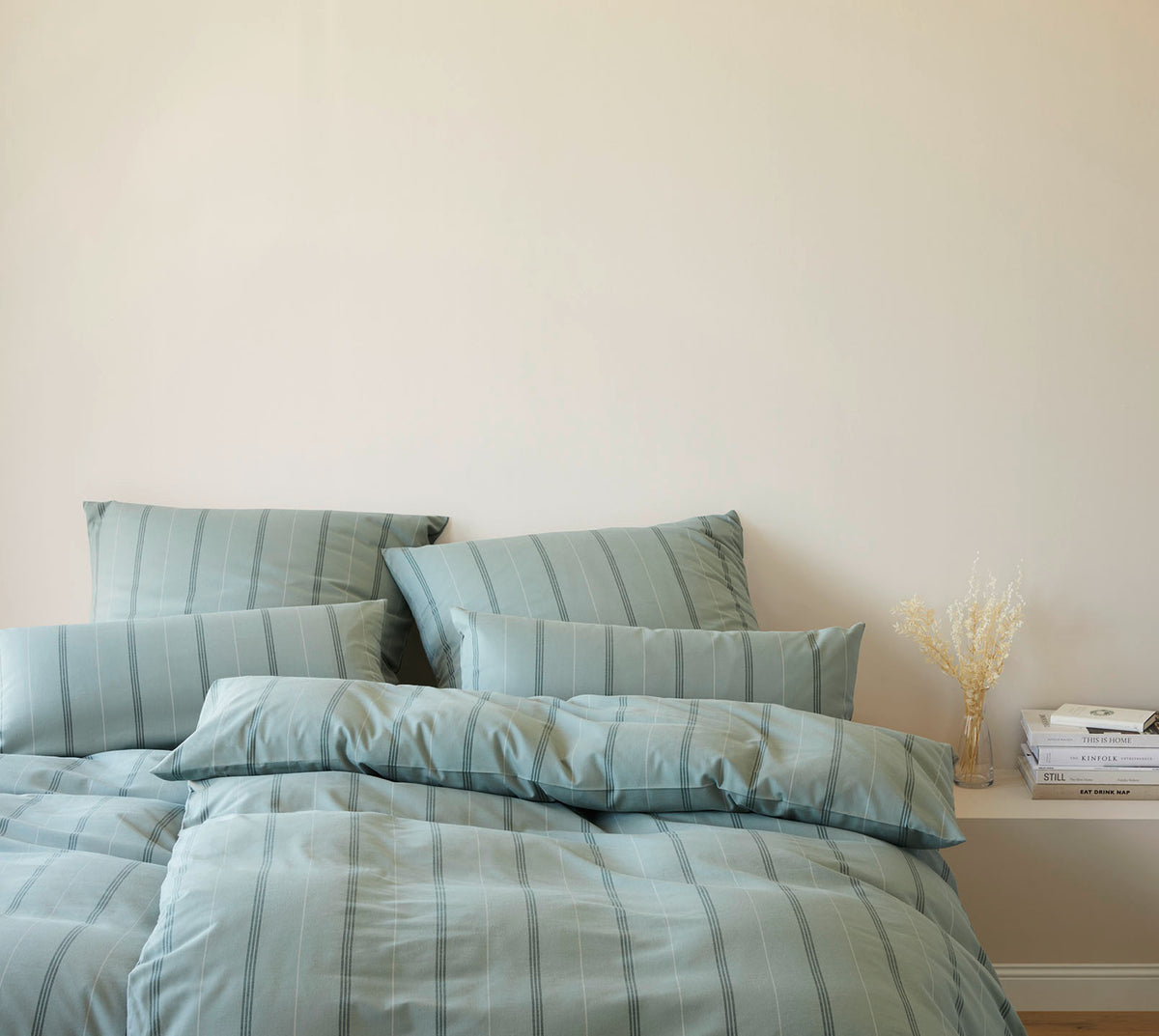 Softflanell Bettwäsche Cornwall in Tannengrün Streifen Schlafzimmer #farbe_Cornwall Tannengrün