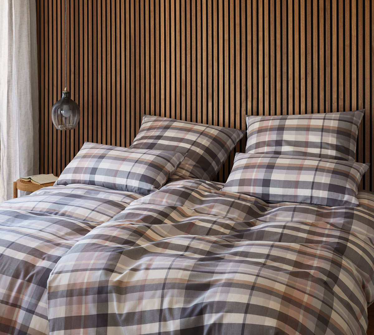 Softflanell Bettwäsche Darcy in Kiesel Karo Schlafzimmer #farbe_Darcy Kiesel