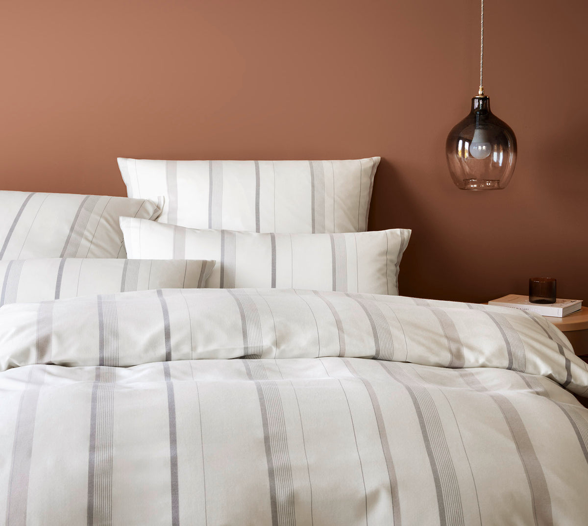 Softflanell Bettwäsche Edinburgh in Creme Streifen Schlafzimmer #farbe_Edinburgh Creme