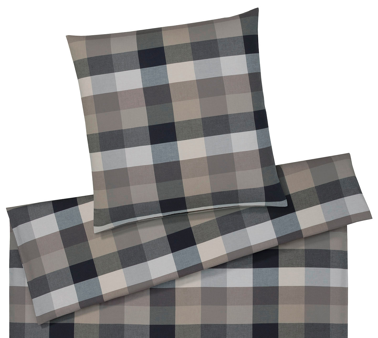 Softflanell Bettwäsche Hamilton in Kiesel Karo Freisteller #farbe_Hamilton Kiesel