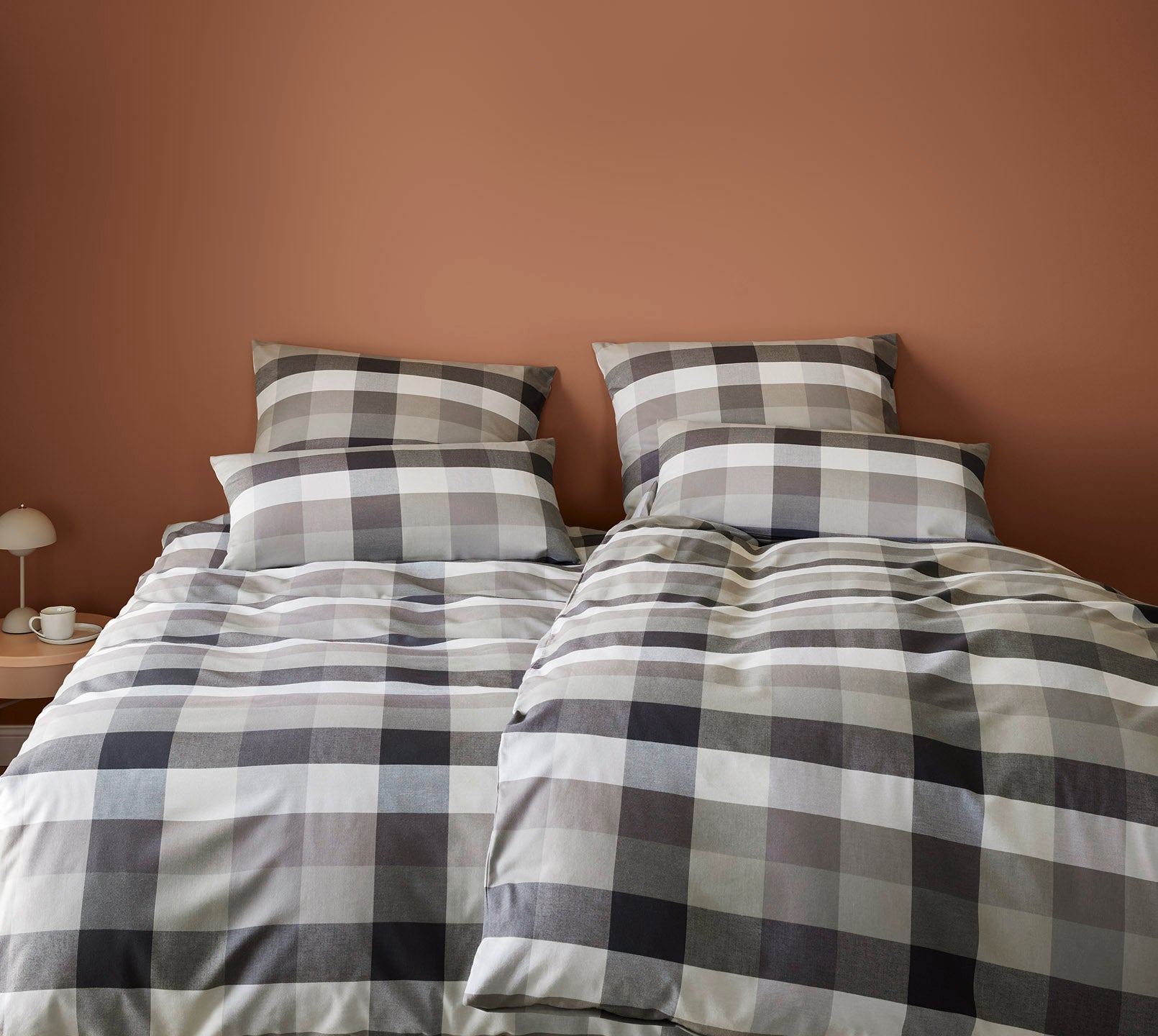 Softflanell Bettwäsche Hamilton in Kiesel Karo Schlafzimmer #farbe_Hamilton Kiesel
