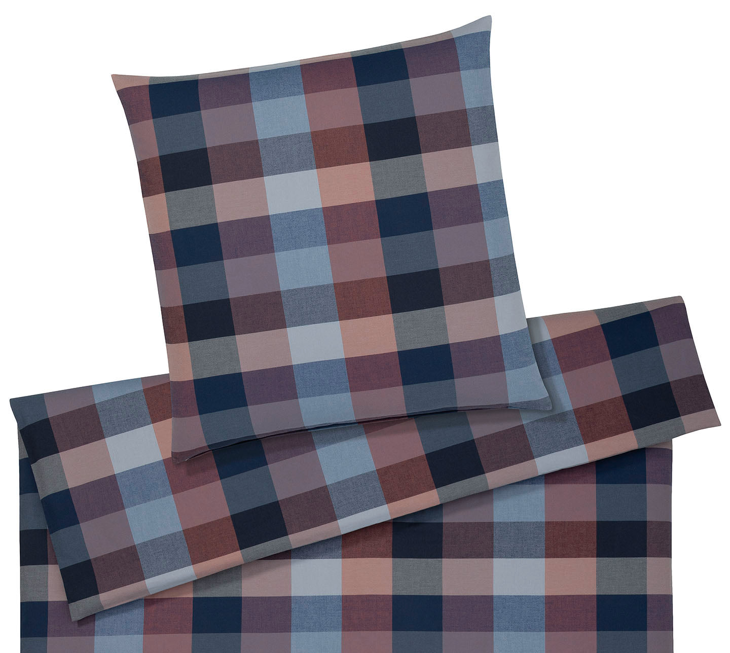 Softflanell Bettwäsche Hamilton in Mauve-Blau Karo Freisteller #farbe_Hamilton Mauve-Blau