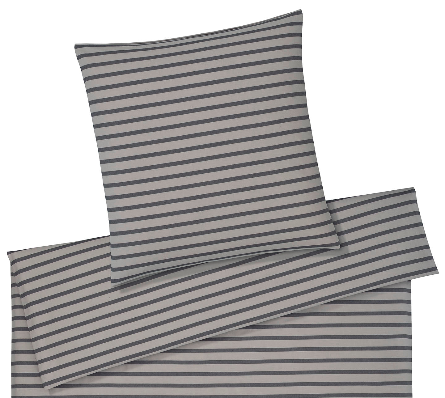 Softflanell Bettwäsche Inverness in Kiesel Streifen Freisteller #farbe_Inverness Kiesel