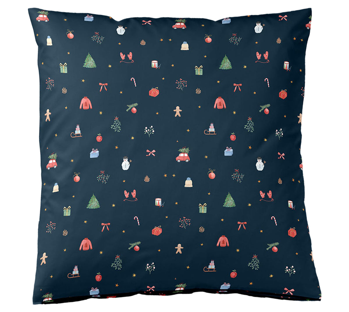 Softflanell Bettwäsche Joyful in Dunkelblau Freisteller Kissen #farbe_Dunkelblau