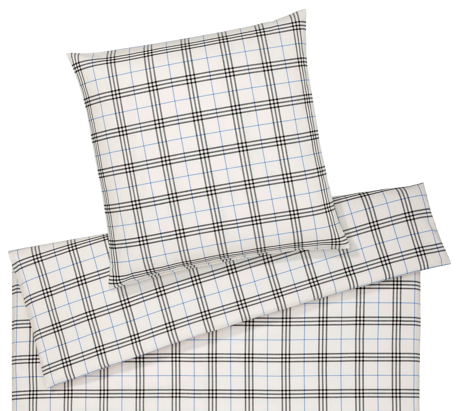 Softflanell Bettwäsche Livingston in Creme-Schwarz Karo Freisteller #farbe_Livingston Creme-Schwarz