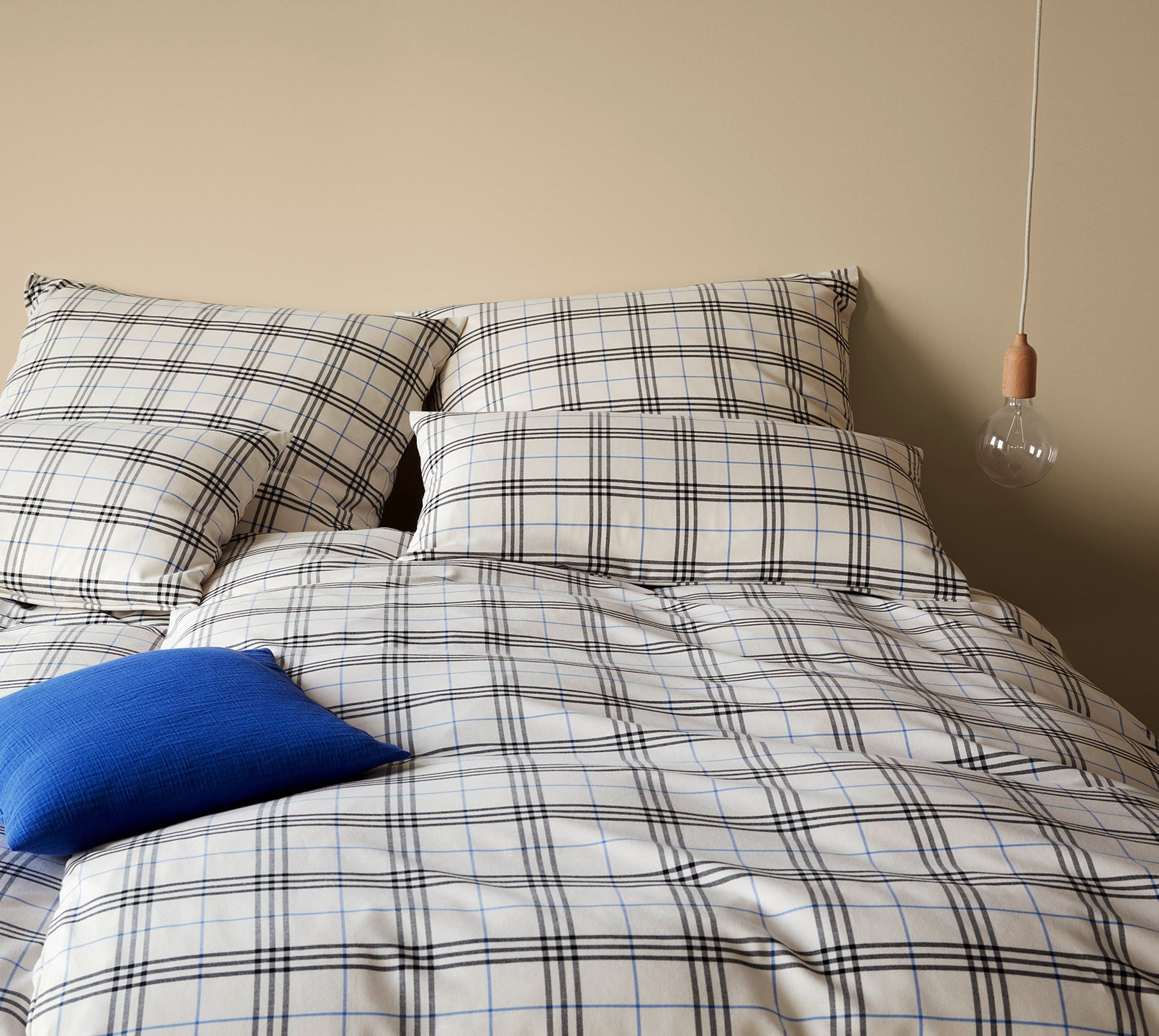 Softflanell Bettwäsche Livingston in Creme-Schwarz Karo Schlafzimmer #farbe_Livingston Creme-Schwarz
