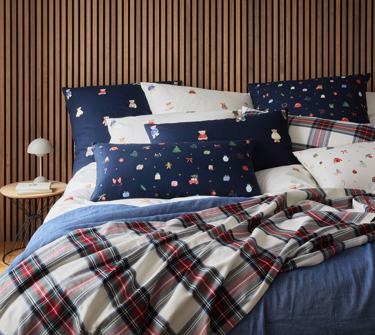 Softflanell Bettwäsche Teddy in Dunkelblau Teddymotive Mustermix #farbe_Teddy Dunkelblau