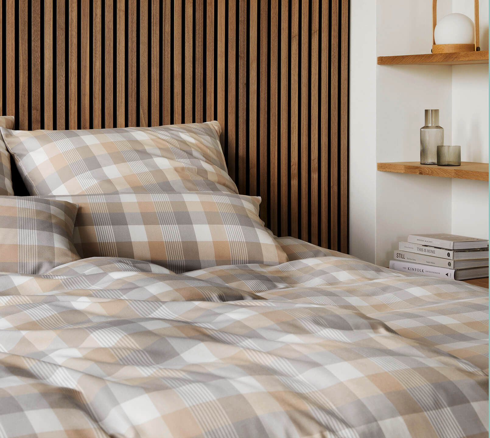 Softflanell Bettwäsche Watson in Camel Karo Schlafzimmer #farbe_Watson Camel