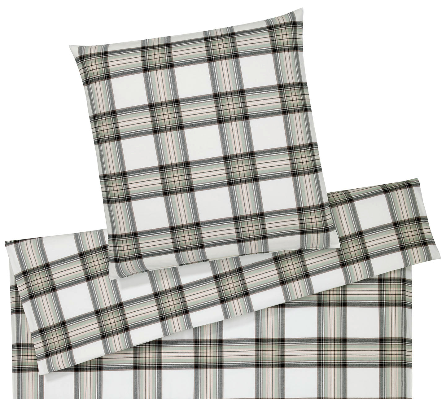 Softflanell Bettwäsche Westminster in Tannengrün Karo Freisteller #farbe_Westminster Tannengrün
