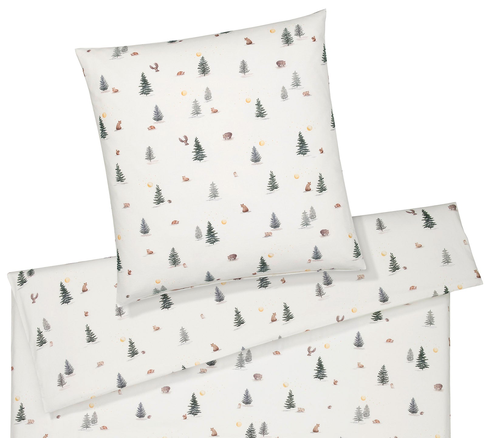 Softflanell Bettwäsche Winterwald in Weiß Waldmotive Freisteller #farbe_Winterwald Weiß