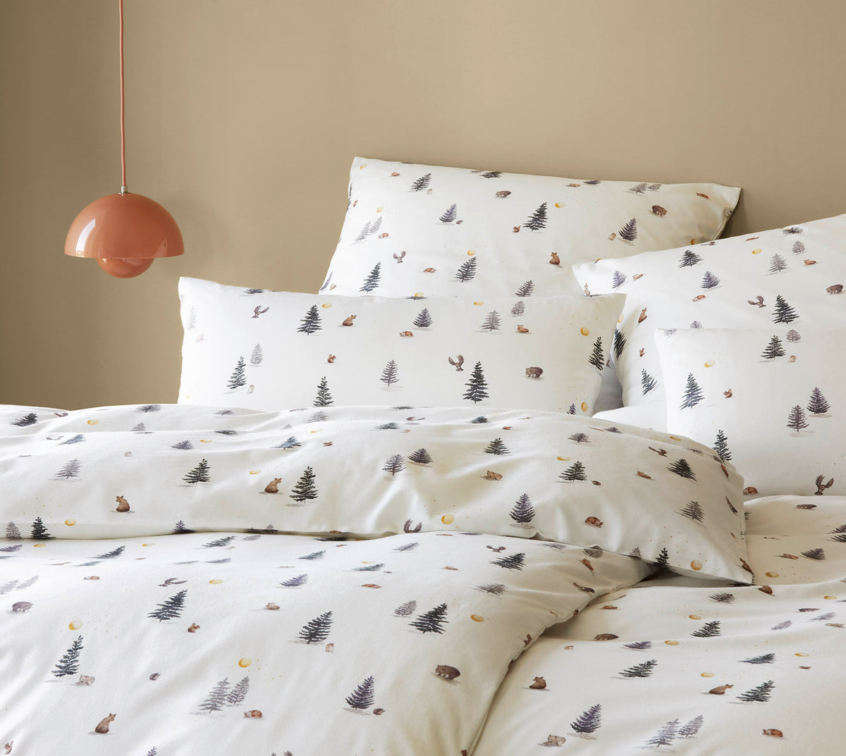 Softflanell Bettwäsche Winterwald in Weiß Waldmotive Schlafzimmer #farbe_Winterwald Weiß