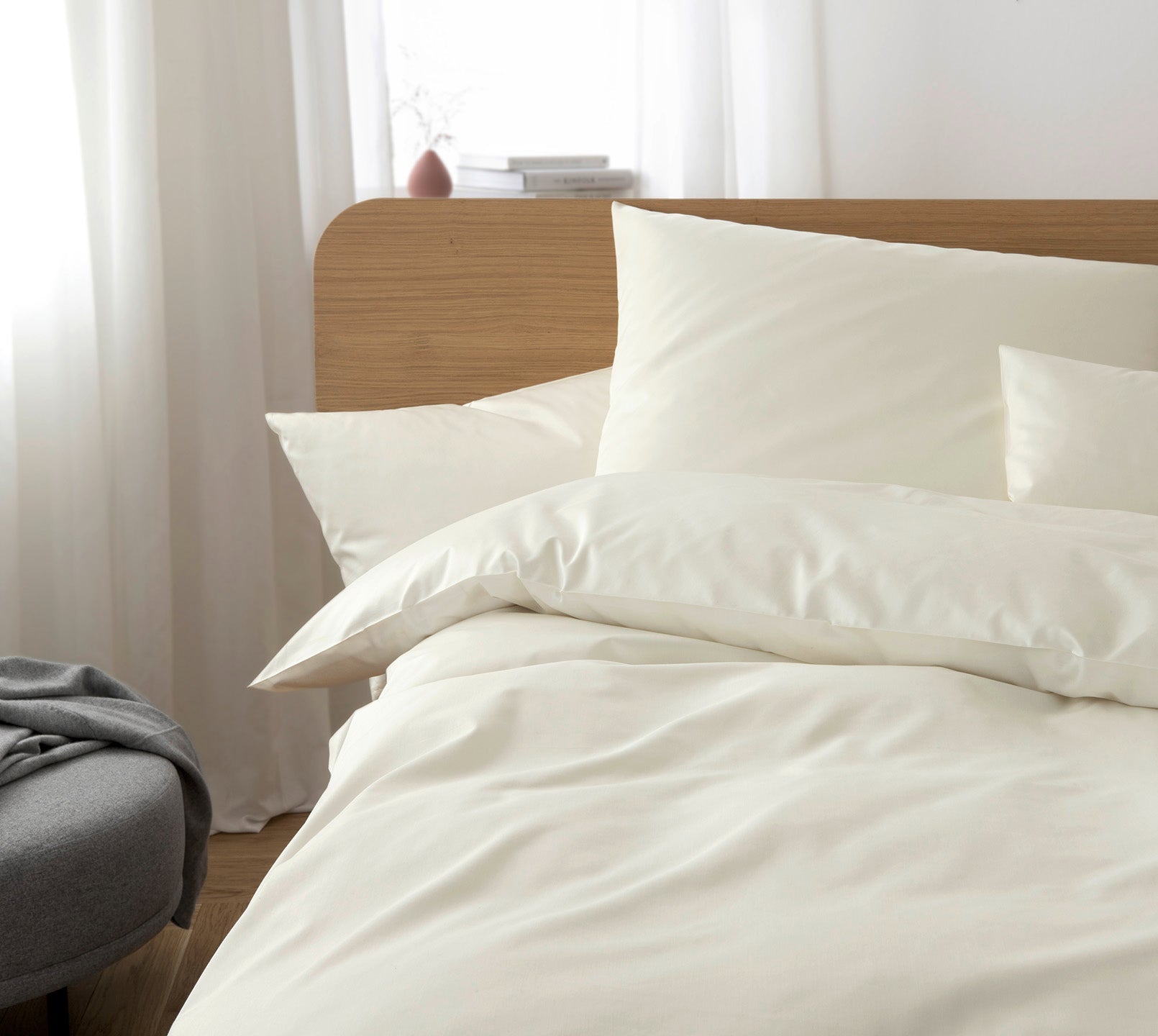 Uni Satin Bettwaesche Solid in Natur Uni Schlafzimmer #farbe_Natur