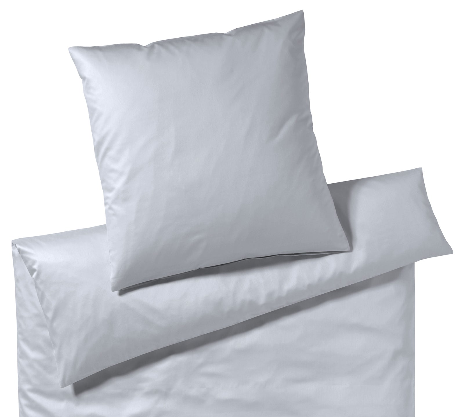 Uni Satin Bettwaesche Solid in Silber Uni Freisteller #farbe_Silber