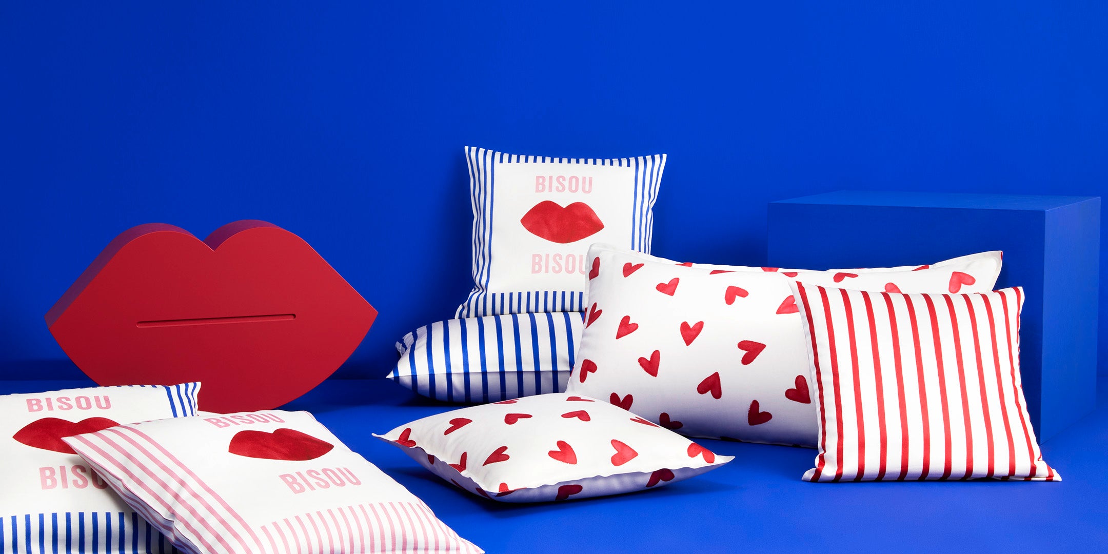 Valentinstag Mix Bettwäsche Herzen Streifen