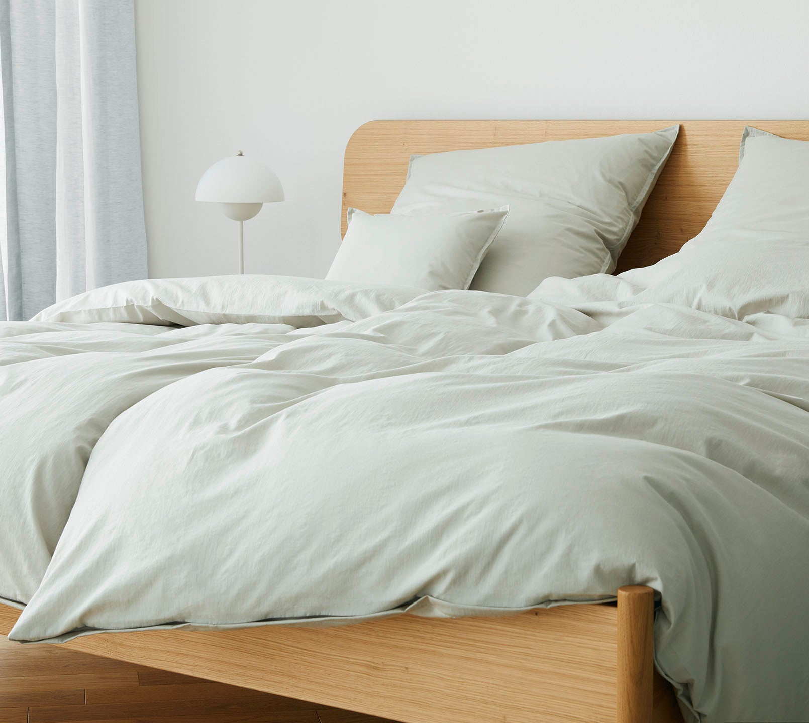 Washed Cotton Bettwaesche Crisp in Hellgruen Schlafzimmer #farbe_Crisp Clay