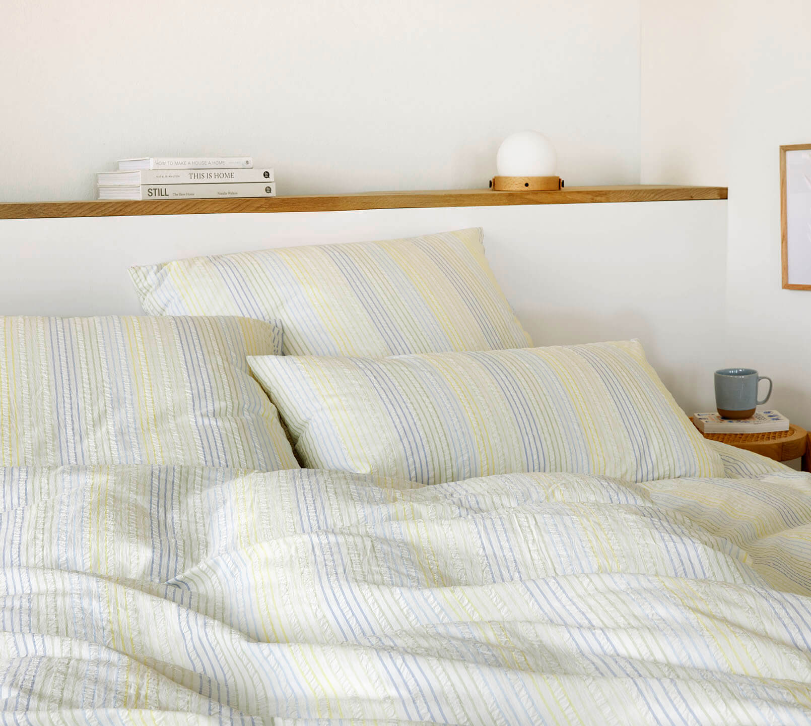 Web-Seersucker Bettwäsche Dueodde in Kiwi Streifen Schlafzimmer #farbe_Dueodde Kiwi