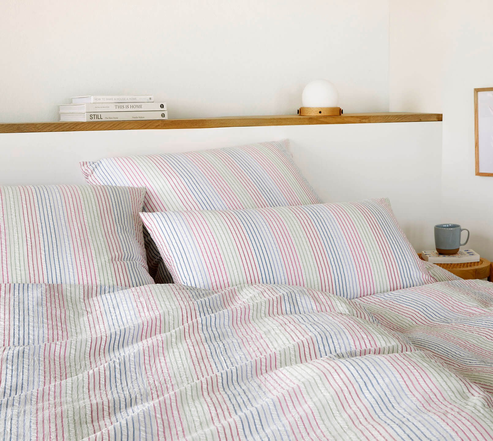Web-Seersucker Bettwäsche Dueodde in Pink Streifen Schlafzimmer #farbe_Dueodde Pink