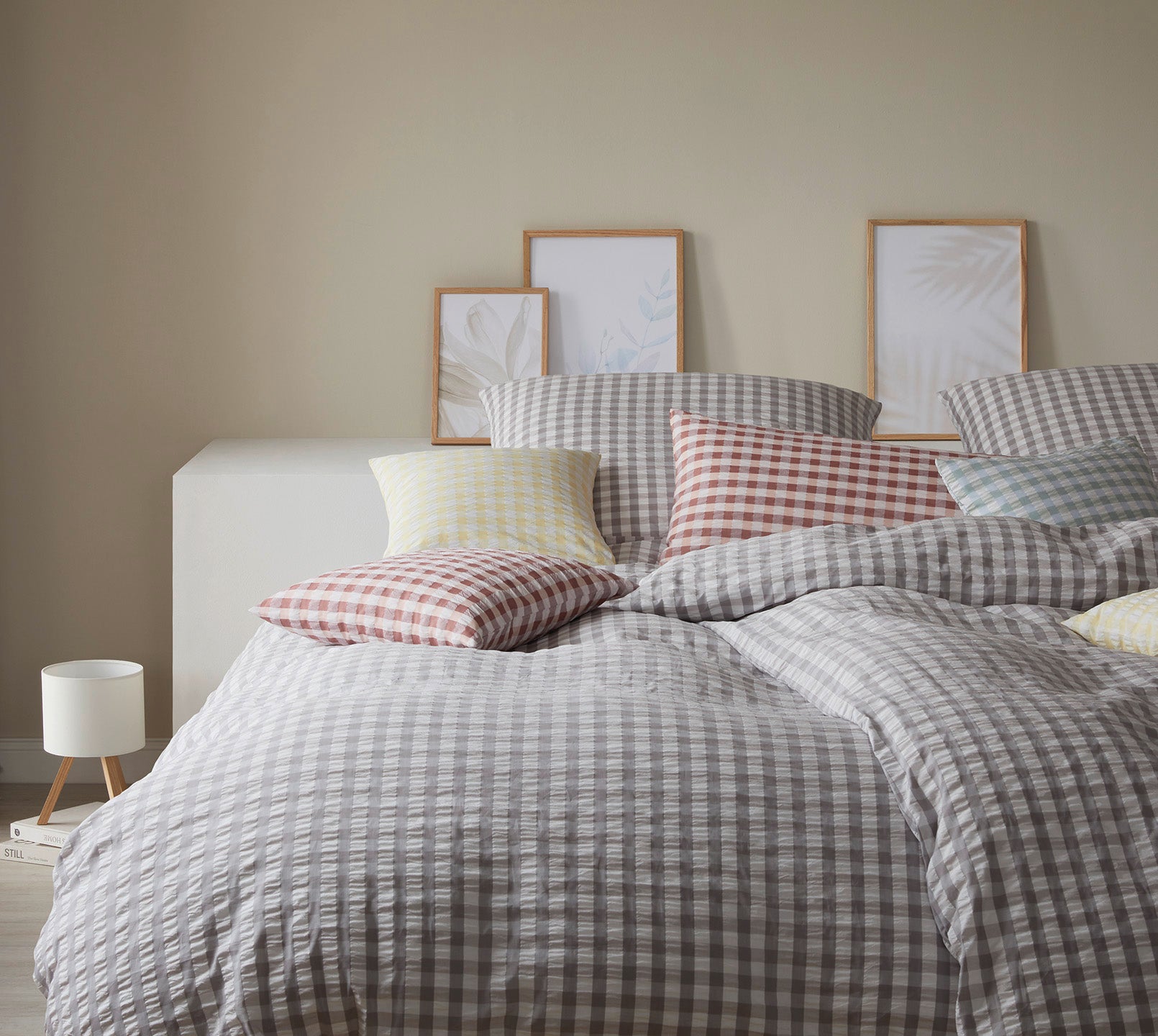 Web-Seersucker Bettwäsche Lilly in Graphit Karo Kissenmix #farbe_Lilly Graphit