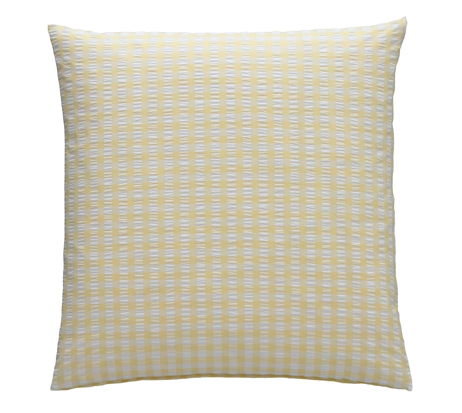 Web-Seersucker Bettwäsche Lilly in Buttergelb Karo Kissen #farbe_Lilly Buttergelb