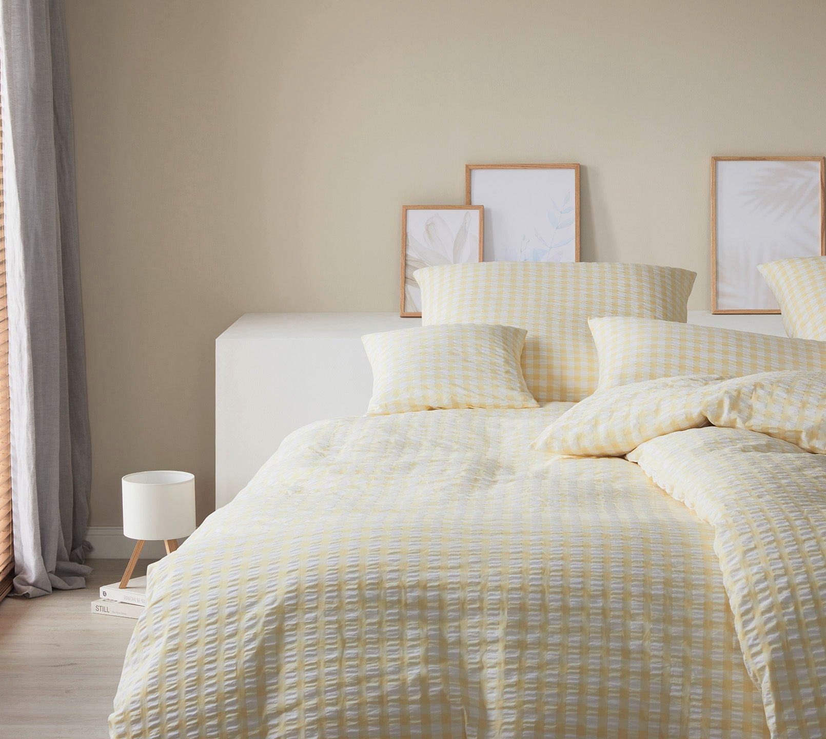 Web-Seersucker Bettwäsche Lilly in Buttergelb Karo Schlafzimmer #farbe_Lilly Buttergelb