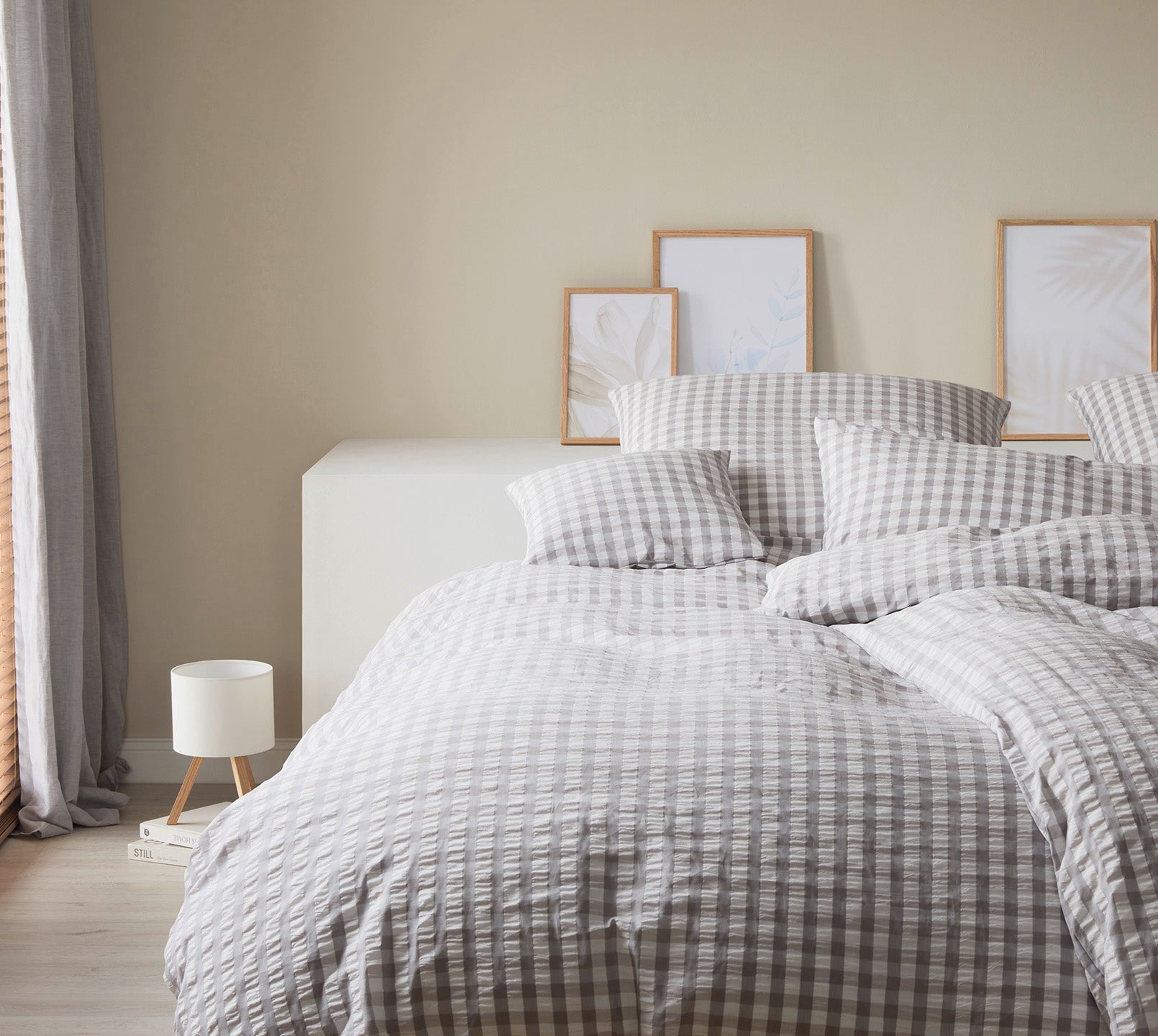 Web-Seersucker Bettwäsche Lilly in Graphit Karo Schalfzimmer #farbe_Lilly Graphit