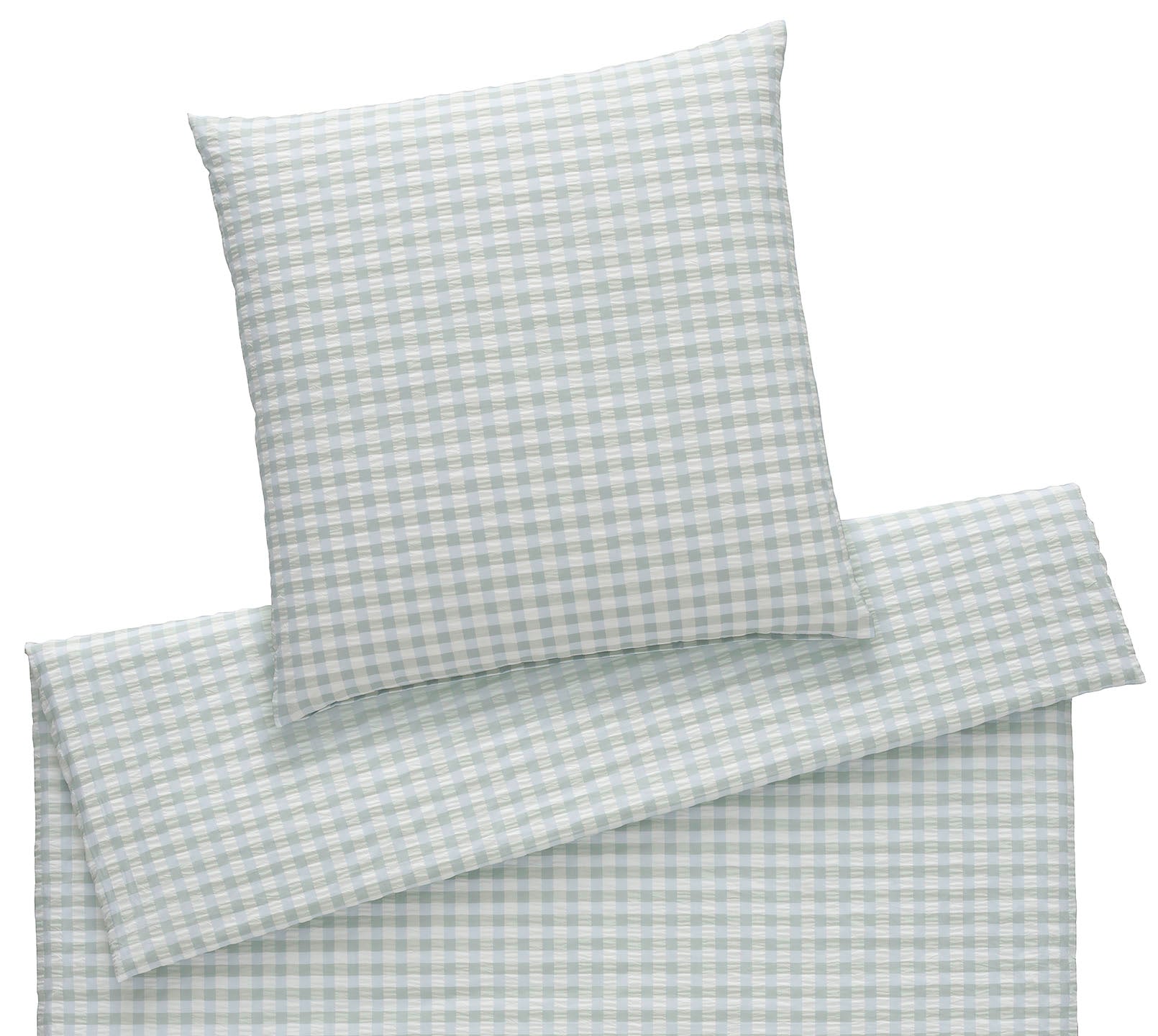 Web-Seersucker Bettwäsche Lilly in Salbei Karo Freisteller #farbe_Lilly Salbei
