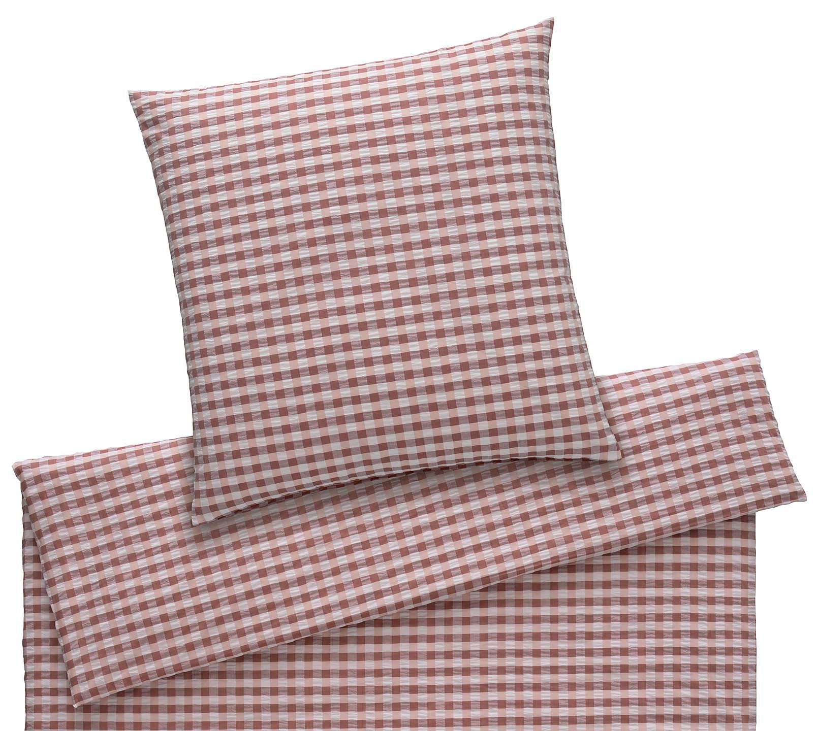 Web-Seersucker Bettwäsche Lilly in Ziegel Karo Freisteller #farbe_Lilly Ziegel