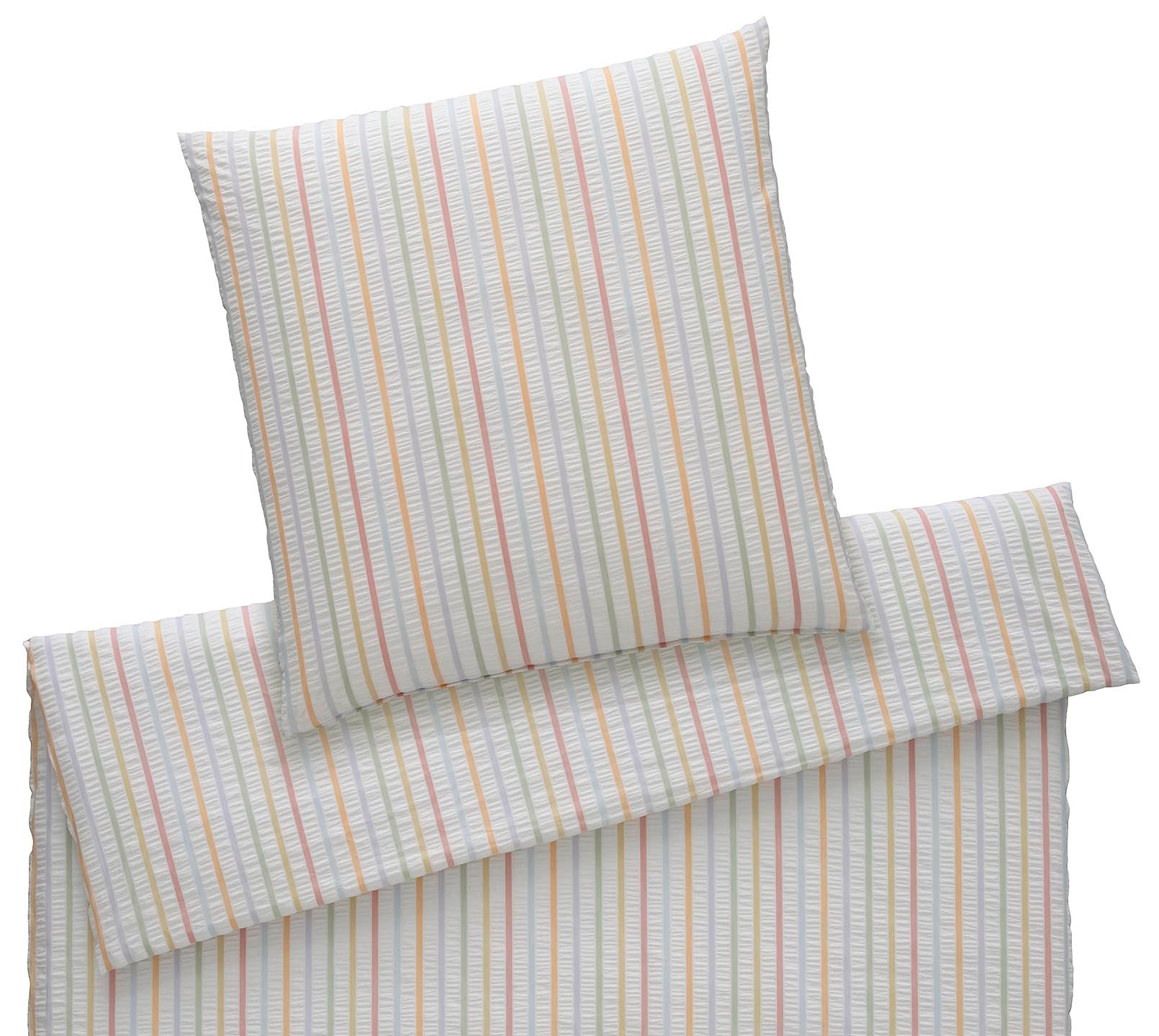 Web-Seersucker Bettwäsche Paula in Multi-Pastell Streifen Freisteller #farbe_Paula Multi-Pastell