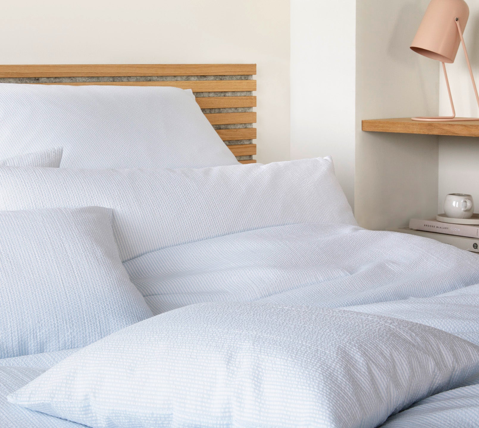 Web-Seersucker Bettwaesche Stockholm in Himmelblau Streifen Schlafzimmer #farbe_Himmelblau