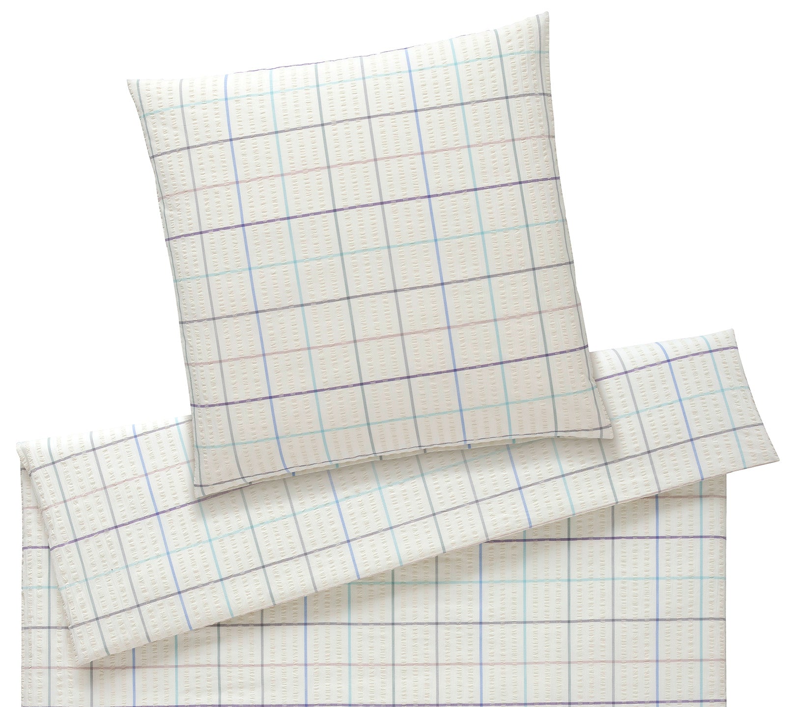 Web-Seersucker Bettwaesche Trondheim in Multi-Blau Karo Freisteller #farbe_Multi-Blau