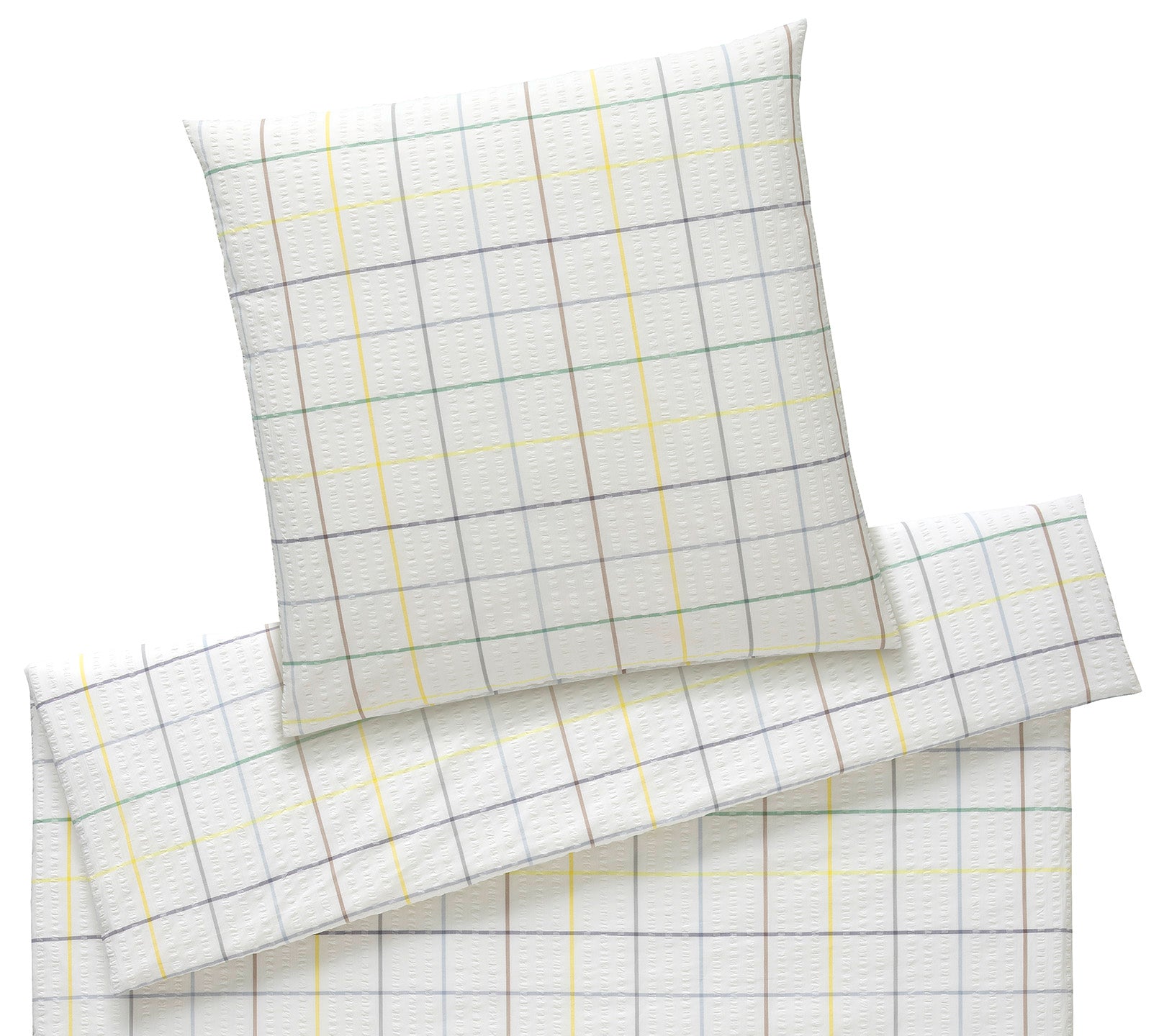 Web-Seersucker Bettwaesche Trondheim in Multi-Gelb Karo Feisteller #farbe_Multi-Gelb