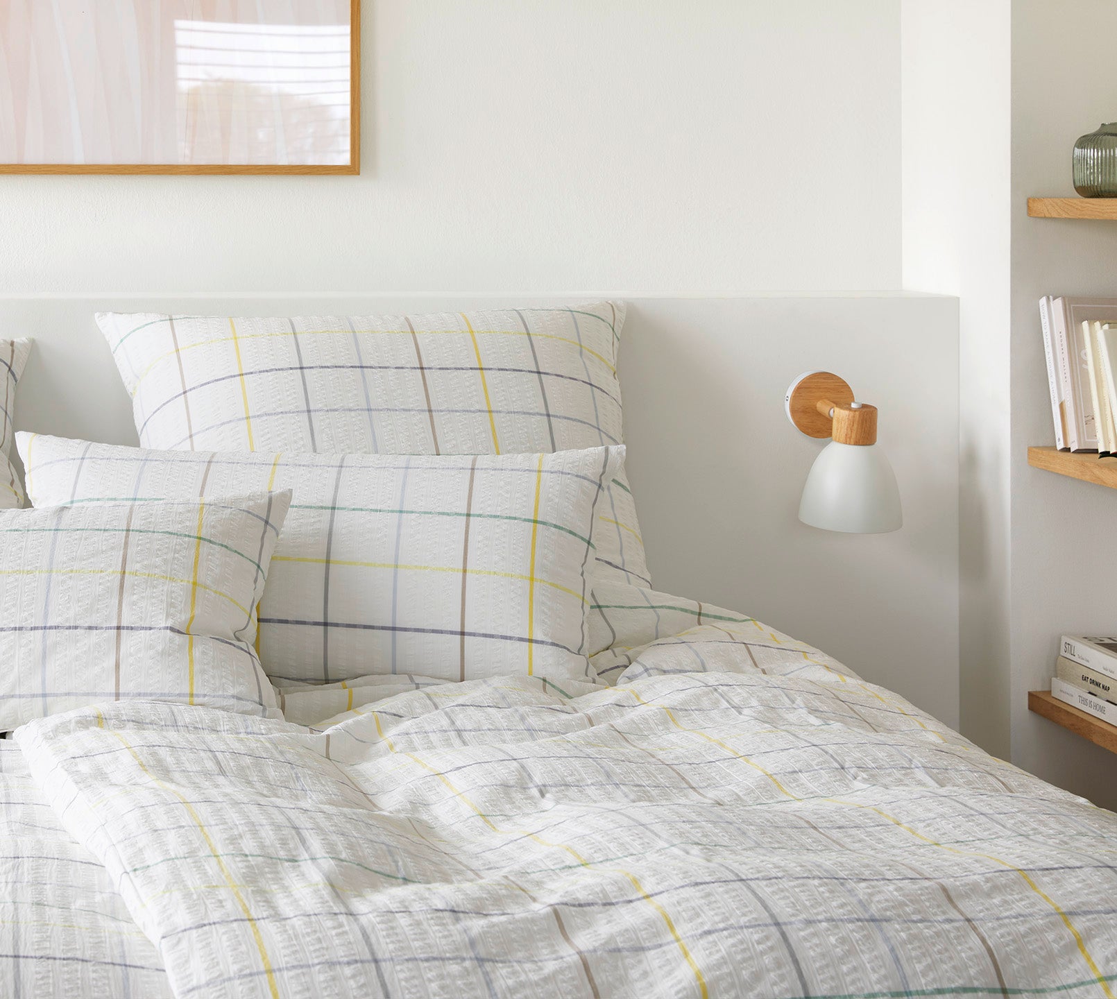 Web-Seersucker Bettwaesche Trondheim in Multi-Gelb Karo Schlafzimmer #farbe_Multi-Gelb