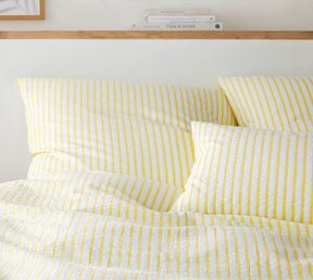 Web-Seersucker Bettwaesche Vimmerby in Sonnengelb Streifen Schlafzimmer #farbe_Sonnengelb