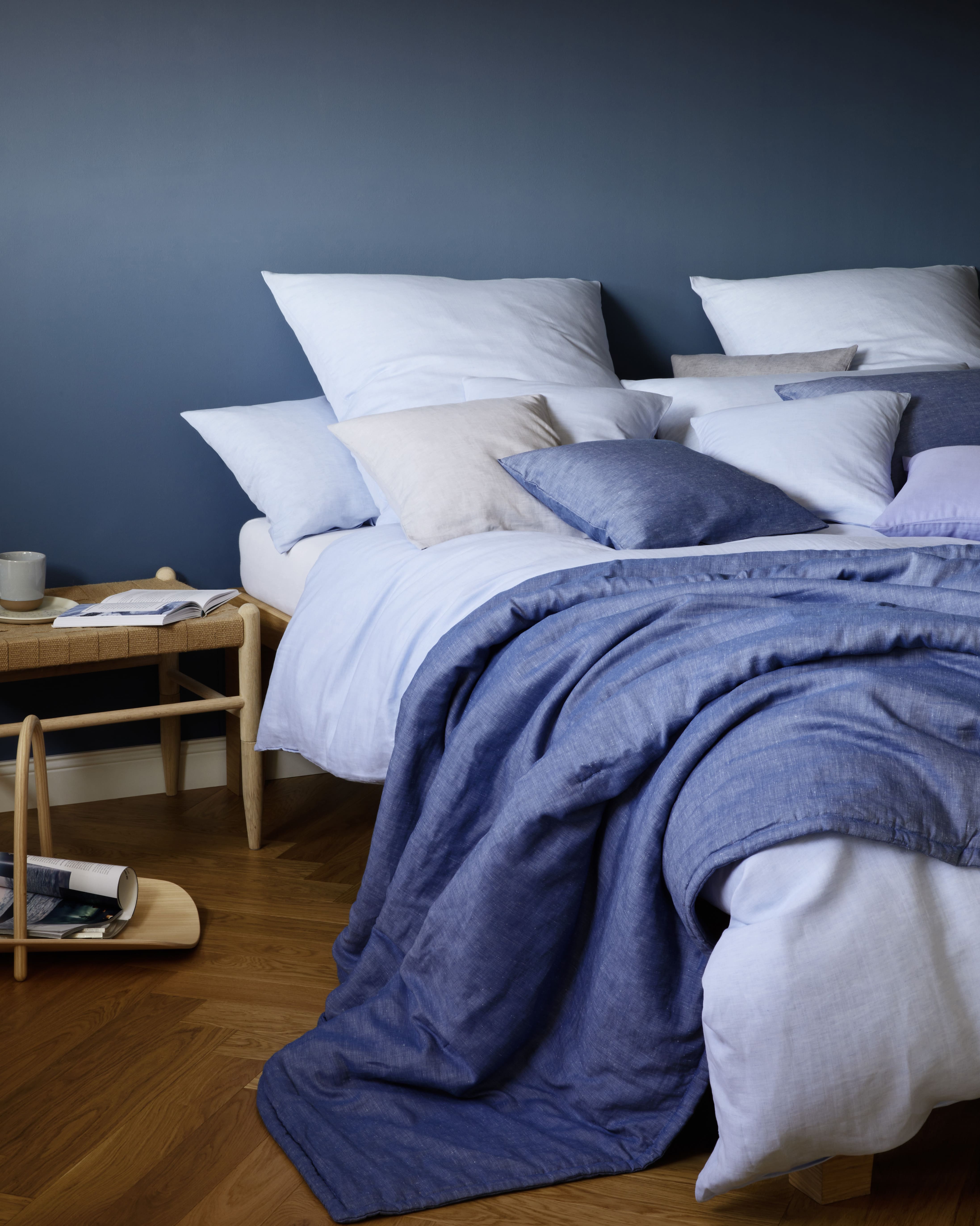 Halbleinen Bettwäsche Breezee Blautöne Schlafzimmer