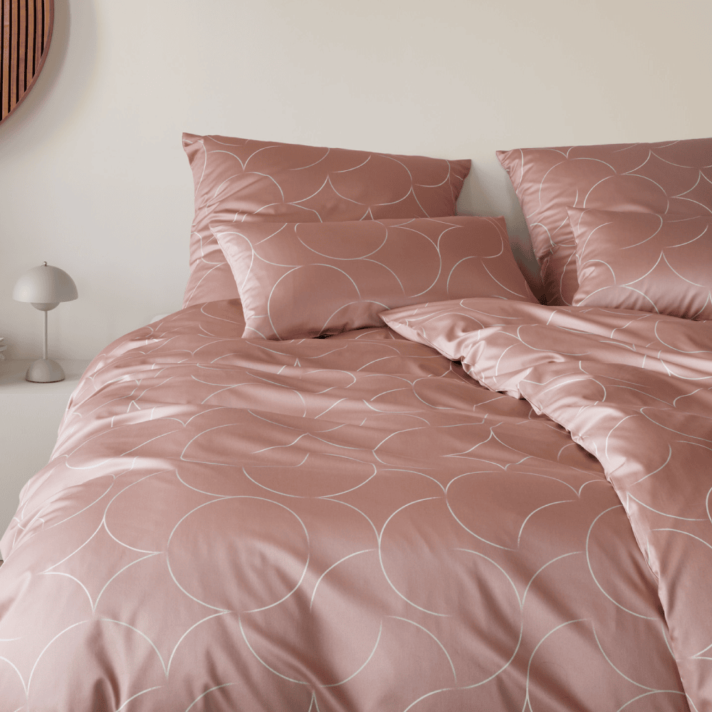 Satin Bettwäsche Circus Kreise in Rose Schlafzimmer Mobilansicht
