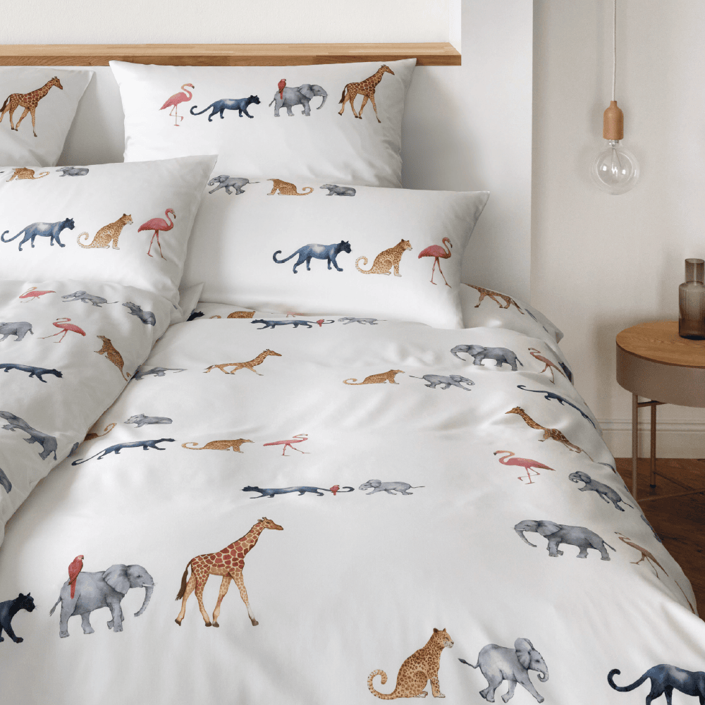 Satin Bettwäsche Parade Tiermotiv in Weiß Schlafzimmer Mobil Banner