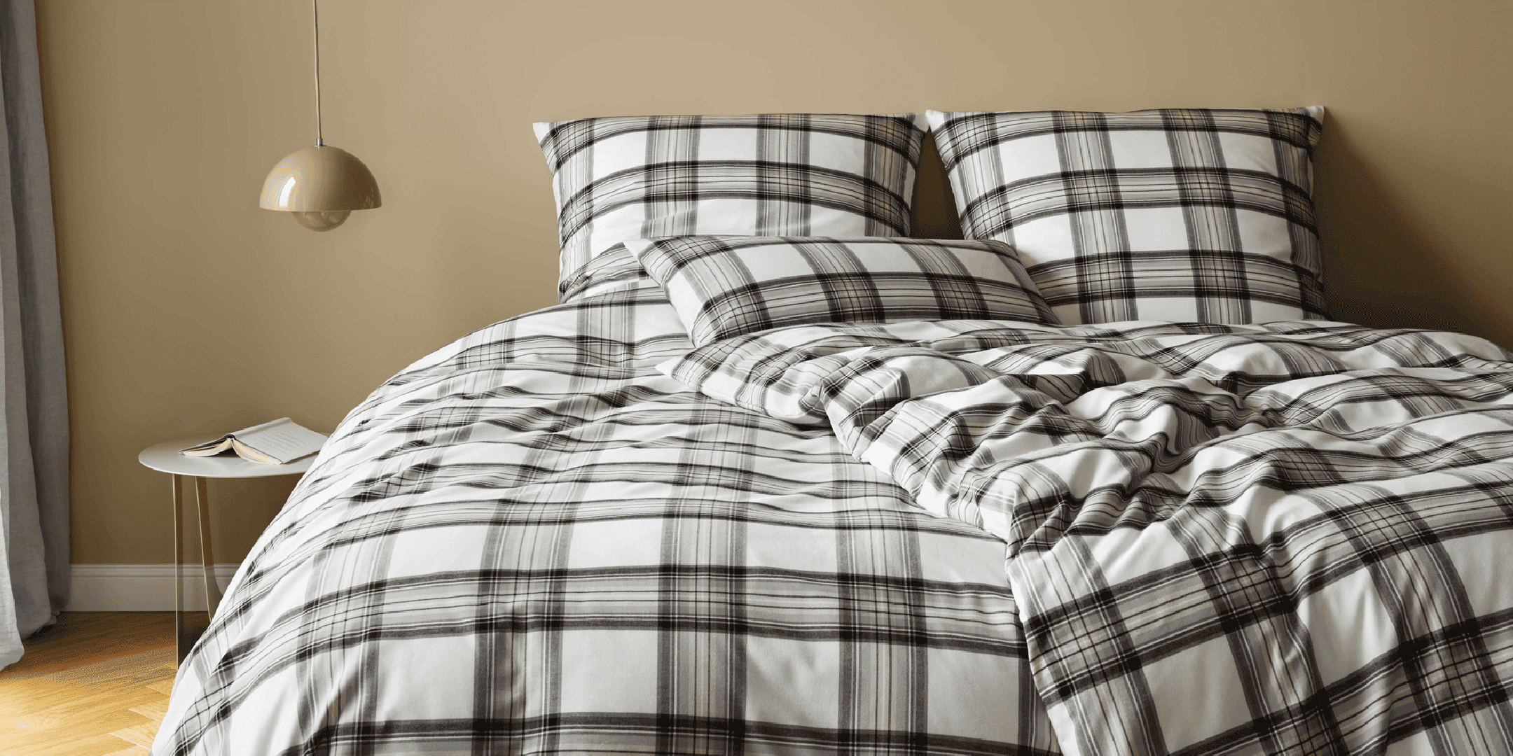 Softflanell Bettwäsche Westminster Beige Karo Schlafzimmer