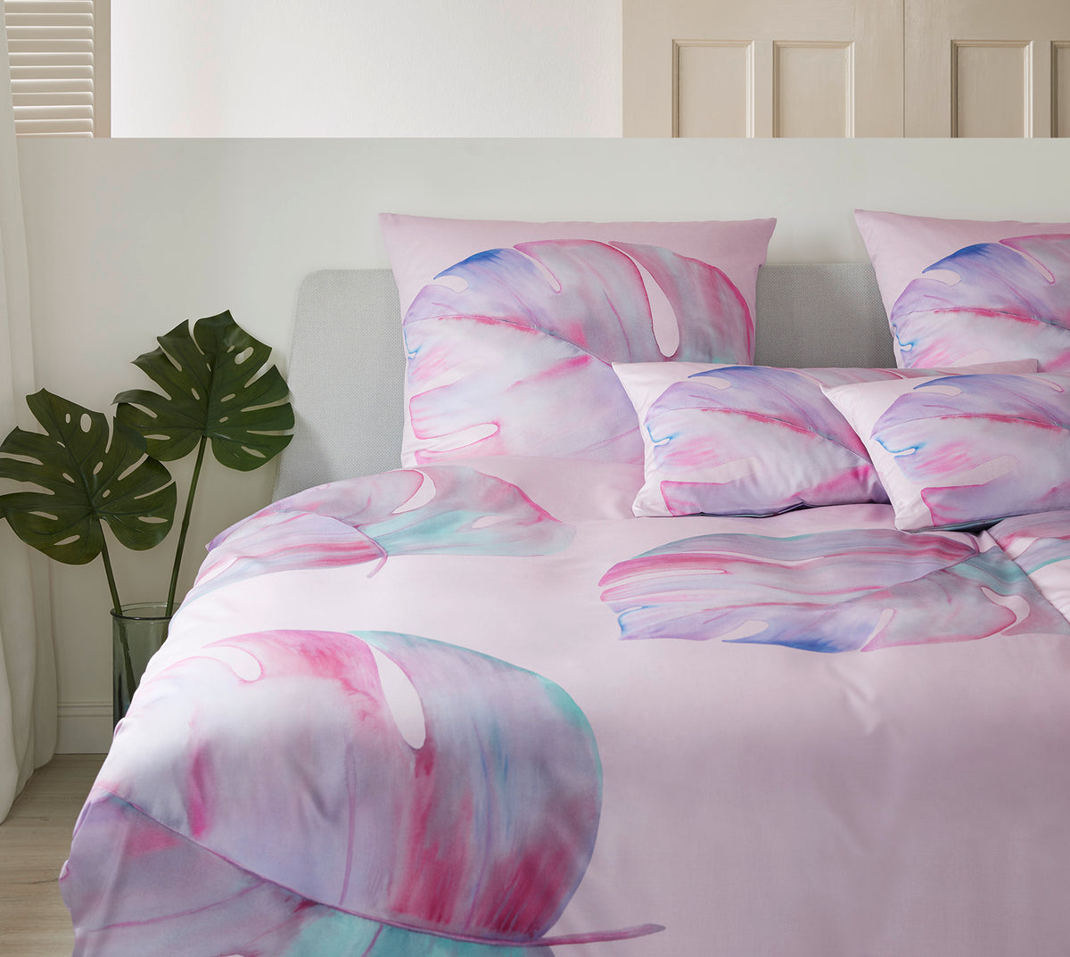 Bettwäsche große Blätter rose #farbe_rose