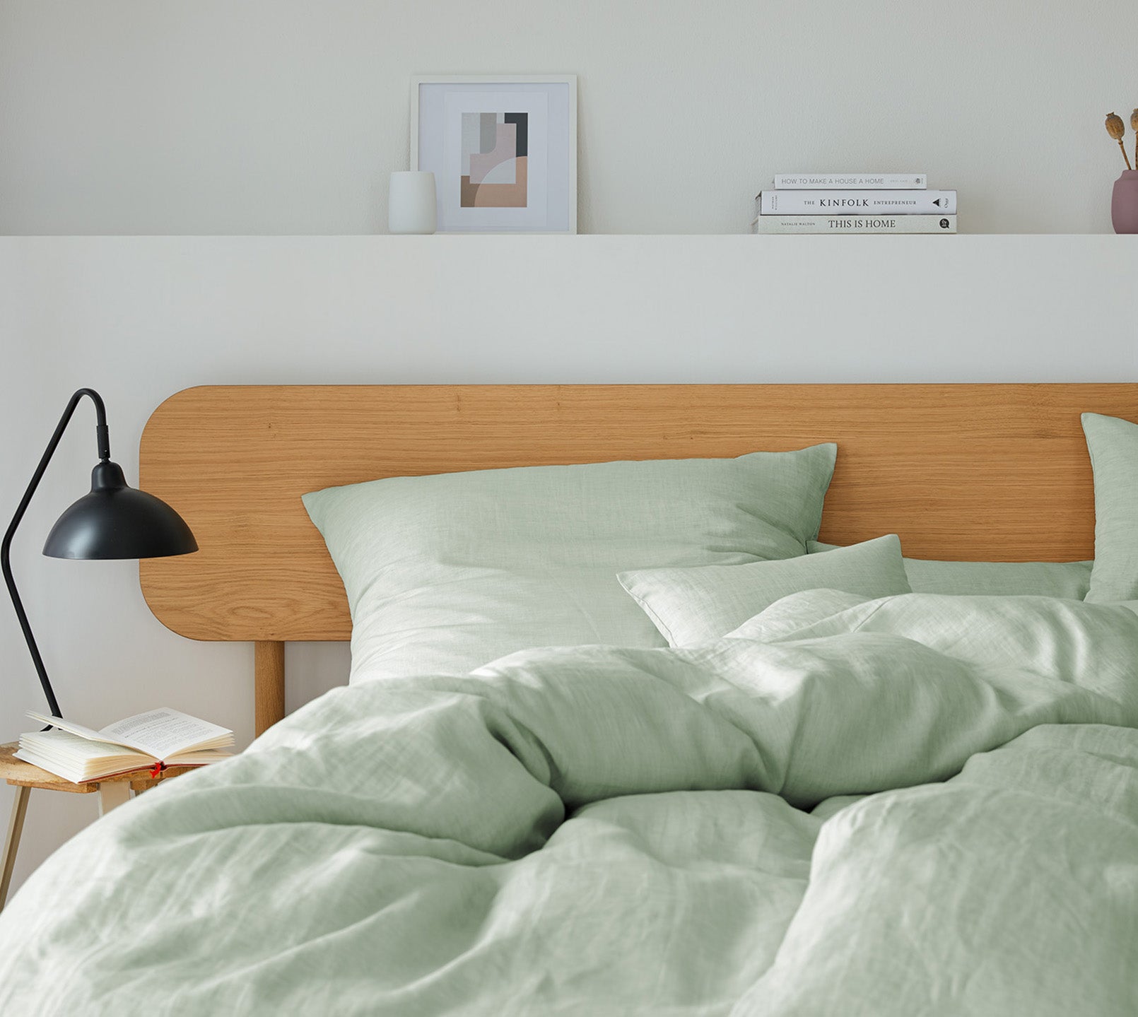 Halbleinen Bettwäsche Breezee in Pistazie Schlafzimmer #farbe_Pistazie