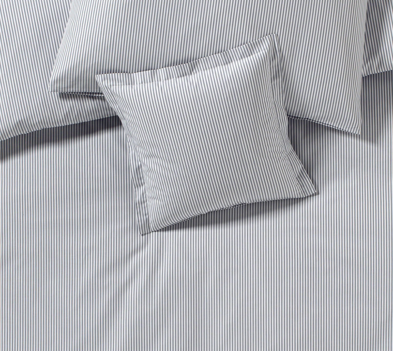 Bettwäsche aus Perkal Classico in Silber Streifen Struktur #farbe_Classico Silber
