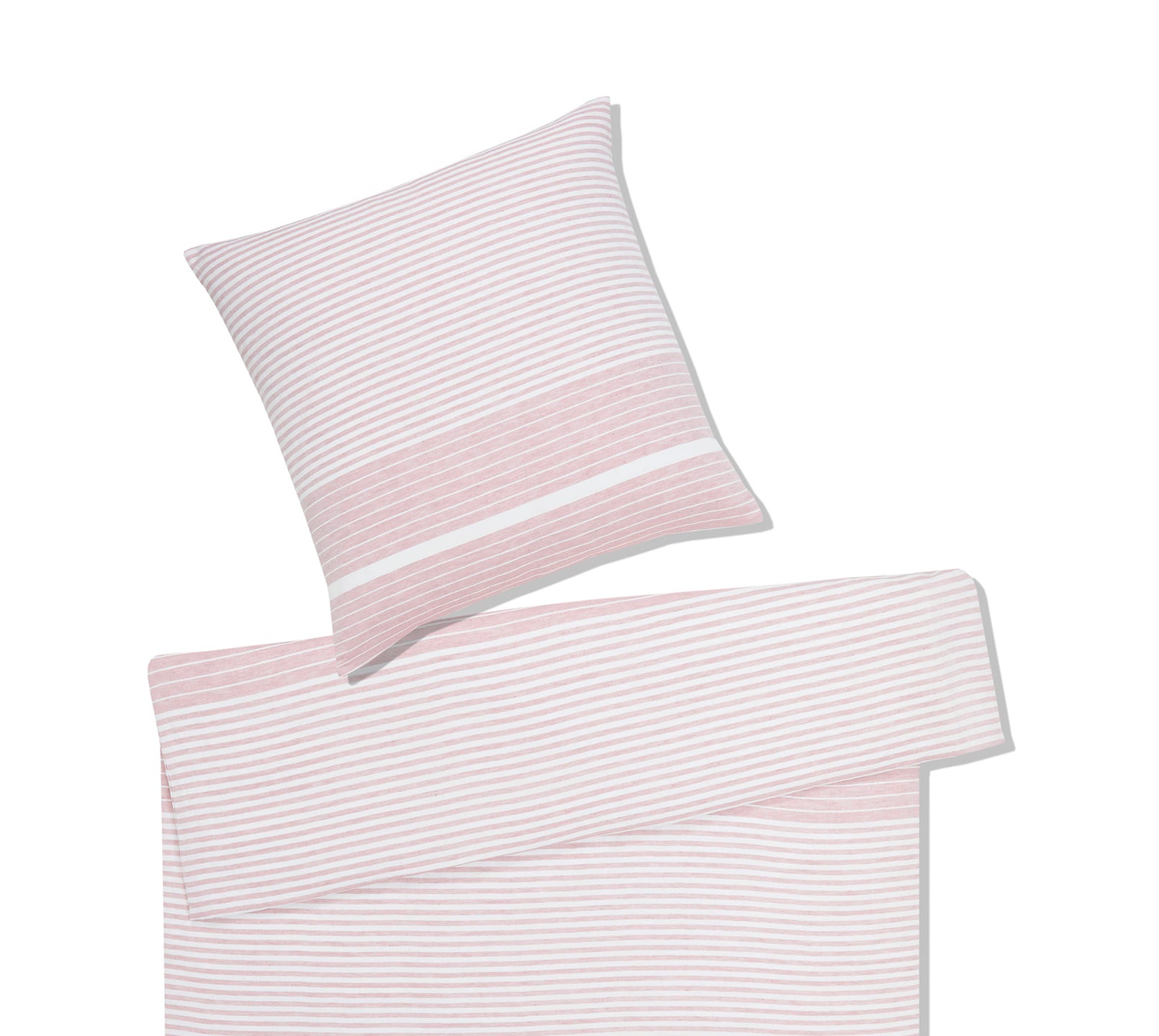 Halbleinen Bettwäsche Summer in Puder Streifen Freisteller #farbe_Puder #farbe_Puder