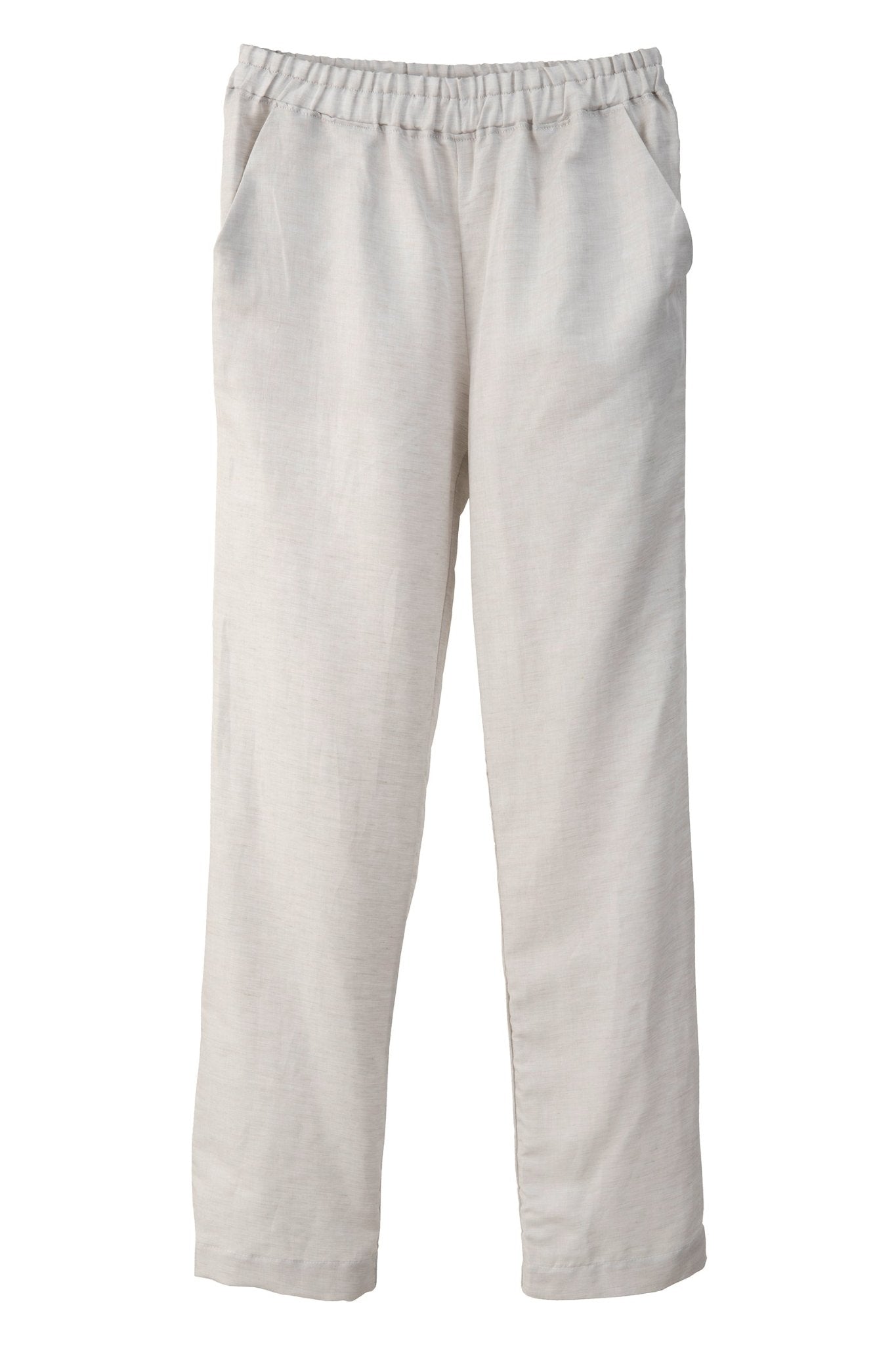 Halbleinen Homewear Pant Long in Kreide Freisteller #farbe_Kreide