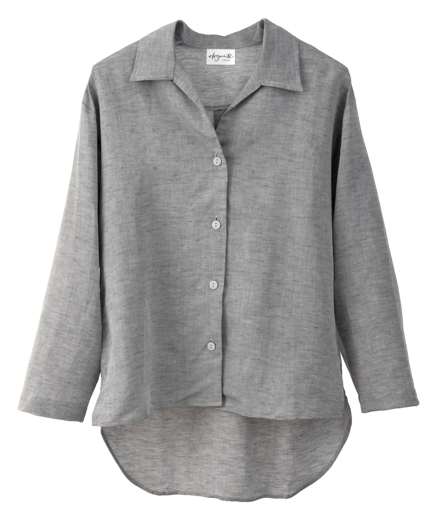Halbleinen Homewear PJ Shirt in Dunkelgrau Model Freisteller #farbe_Dunkelgrau