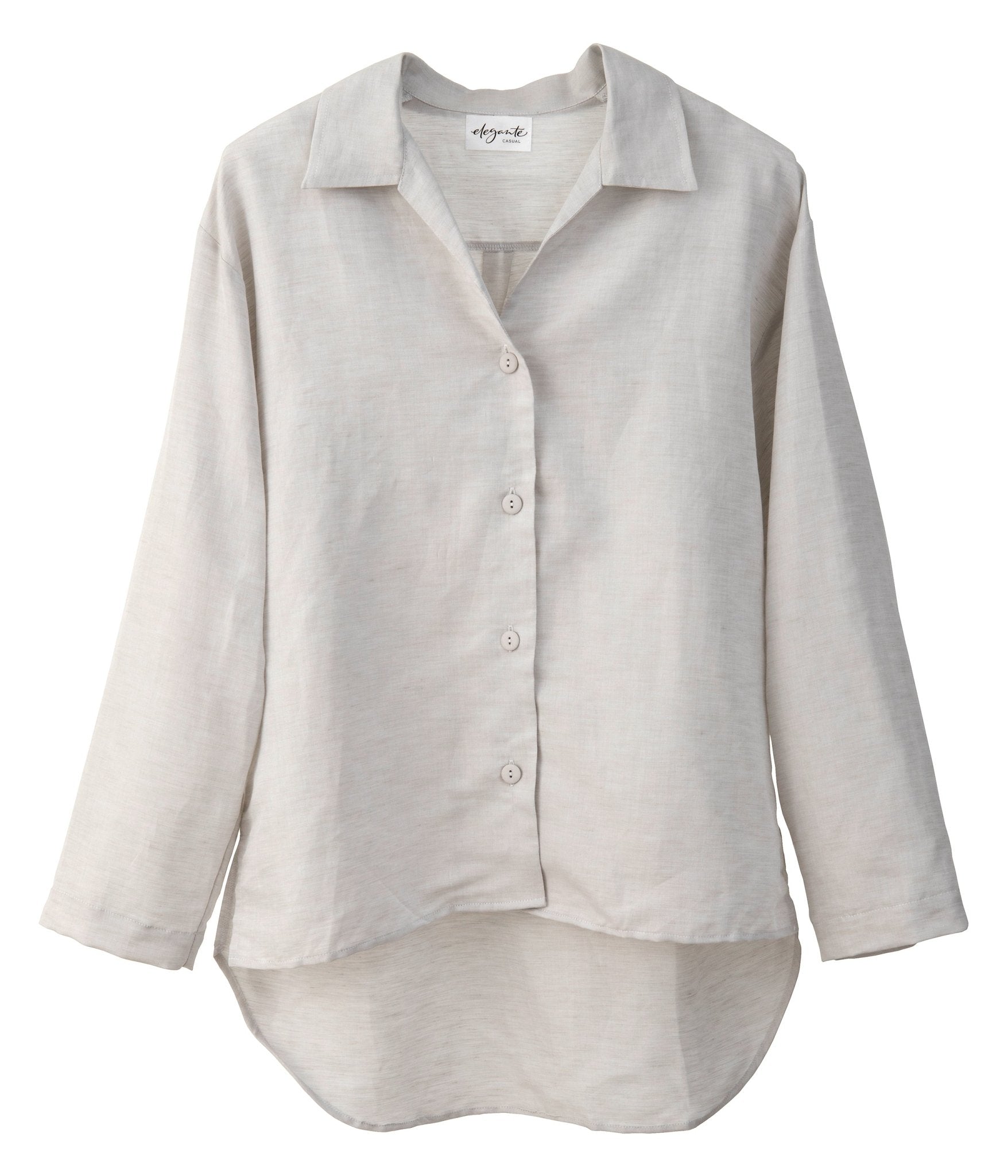 Halbleinen Homewear PJ Shirt in Kreide Model Freisteller #farbe_Kreide