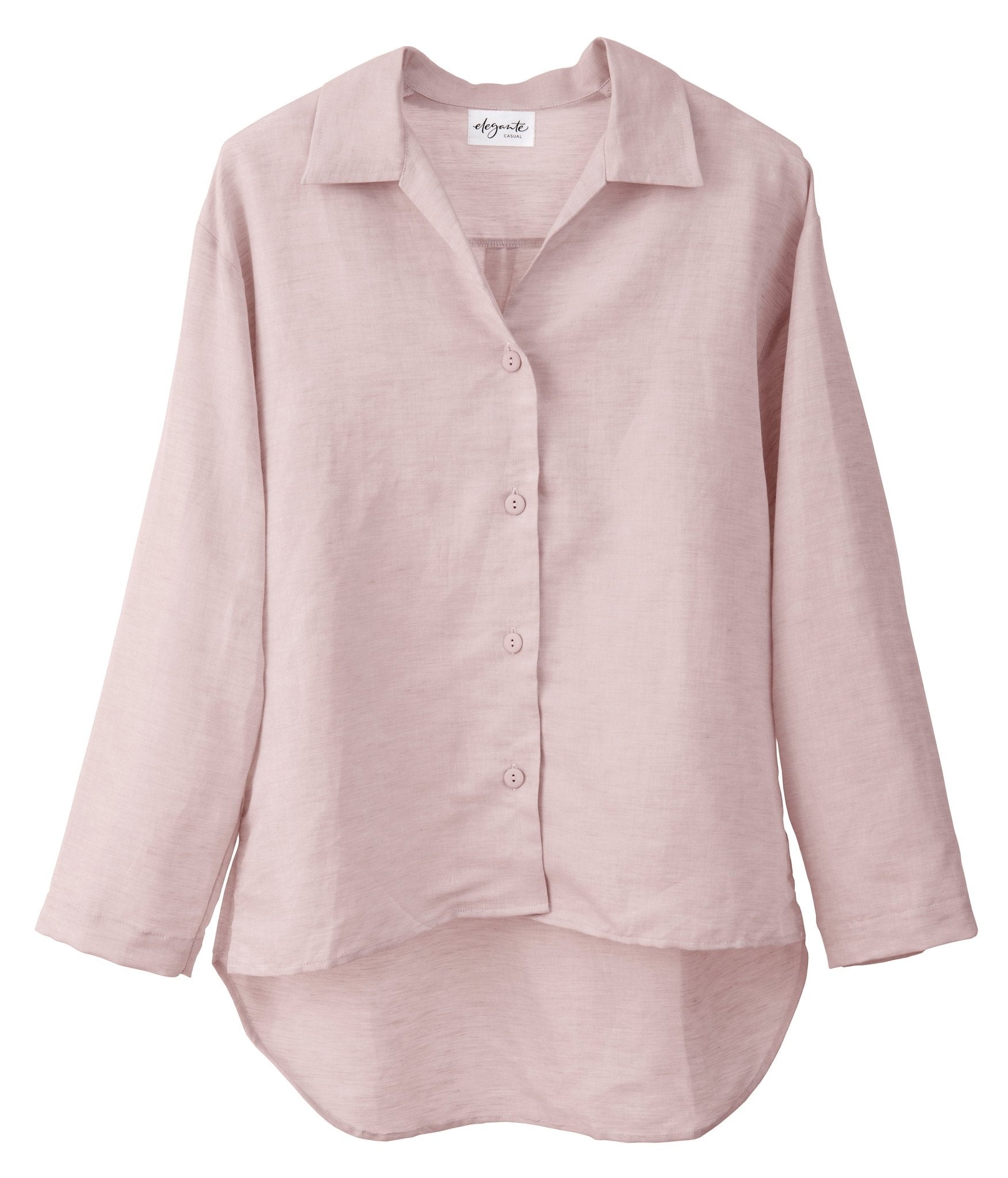 Halbleinen Homewear PJ Shirt in Rose Model Freisteller #farbe_Rosé