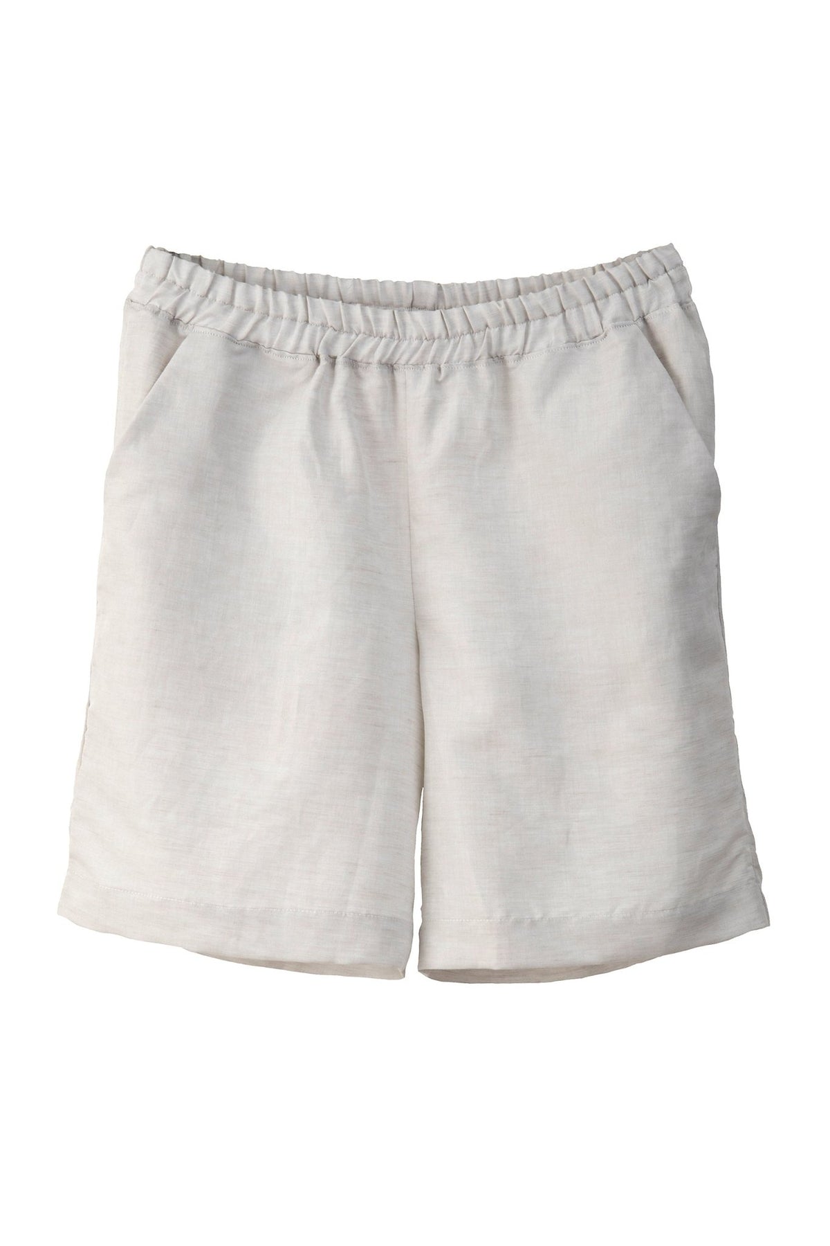 Halbleinen Homewear Shorts in Kreide Freisteller #farbe_Kreide