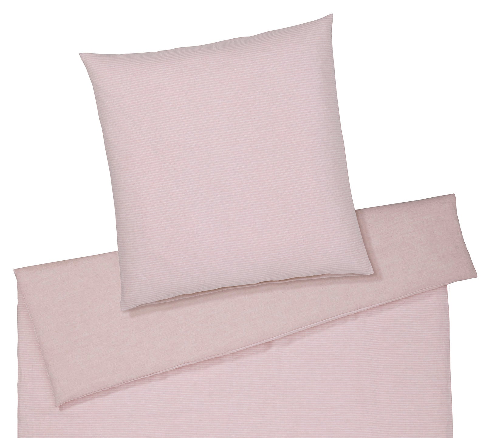 Halbleinen Wende-Bettwäsche Whisper in Puder Uni Streifen Freisteller #farbe_Puder