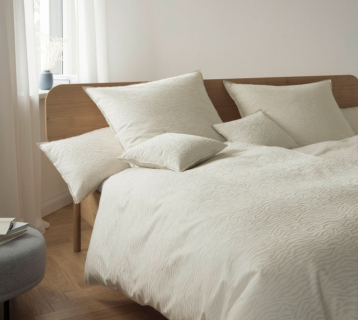 Jacquard Bettwäsche Zebra in Creme Zebrastreifen Schlafzimmer #farbe_Creme