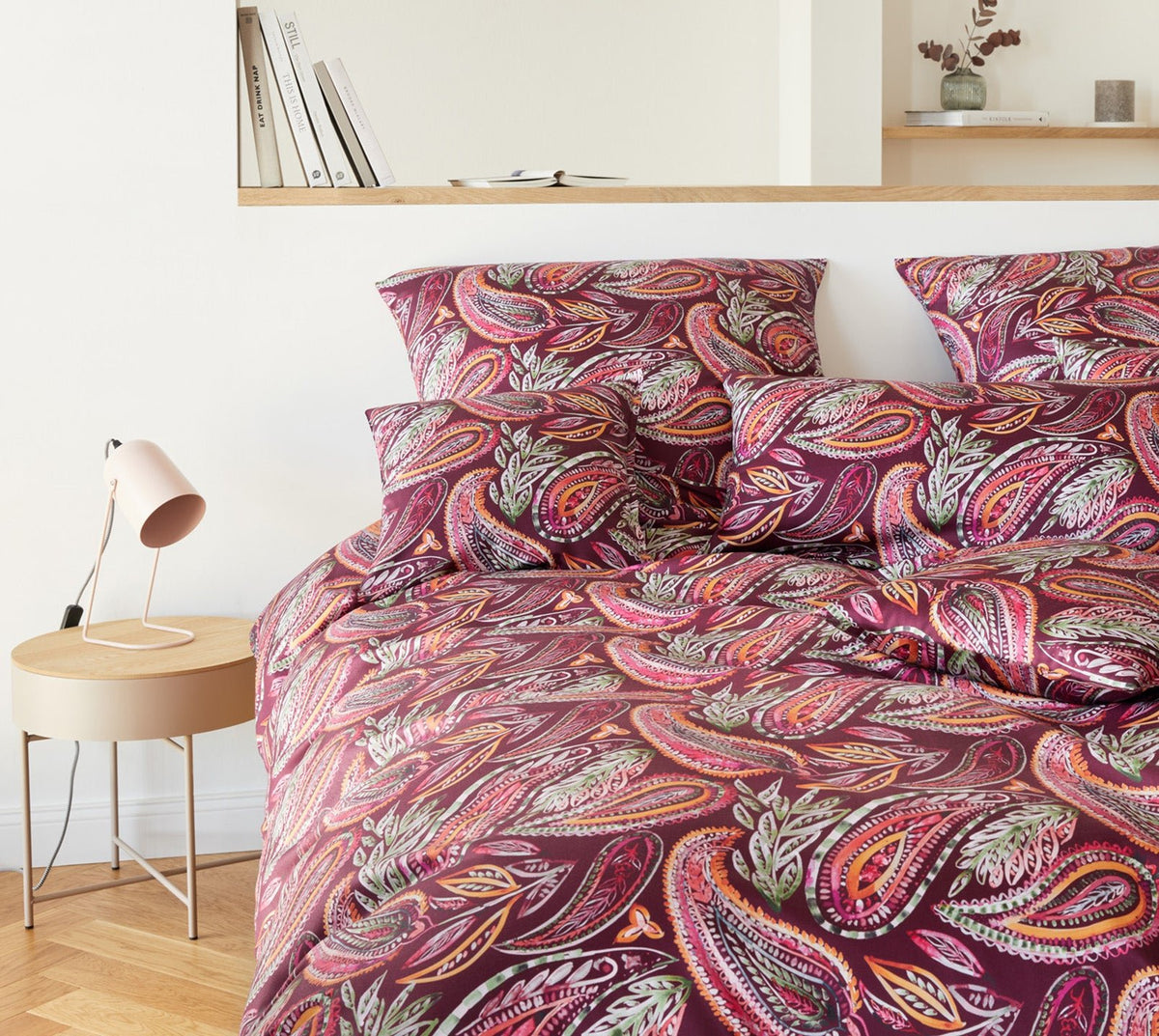 Jersey Bettwaesche Decoration Jersey in Rot Paisley Schlafzimmer #farbe_Wein-Rot #farbe_Wein-Rot